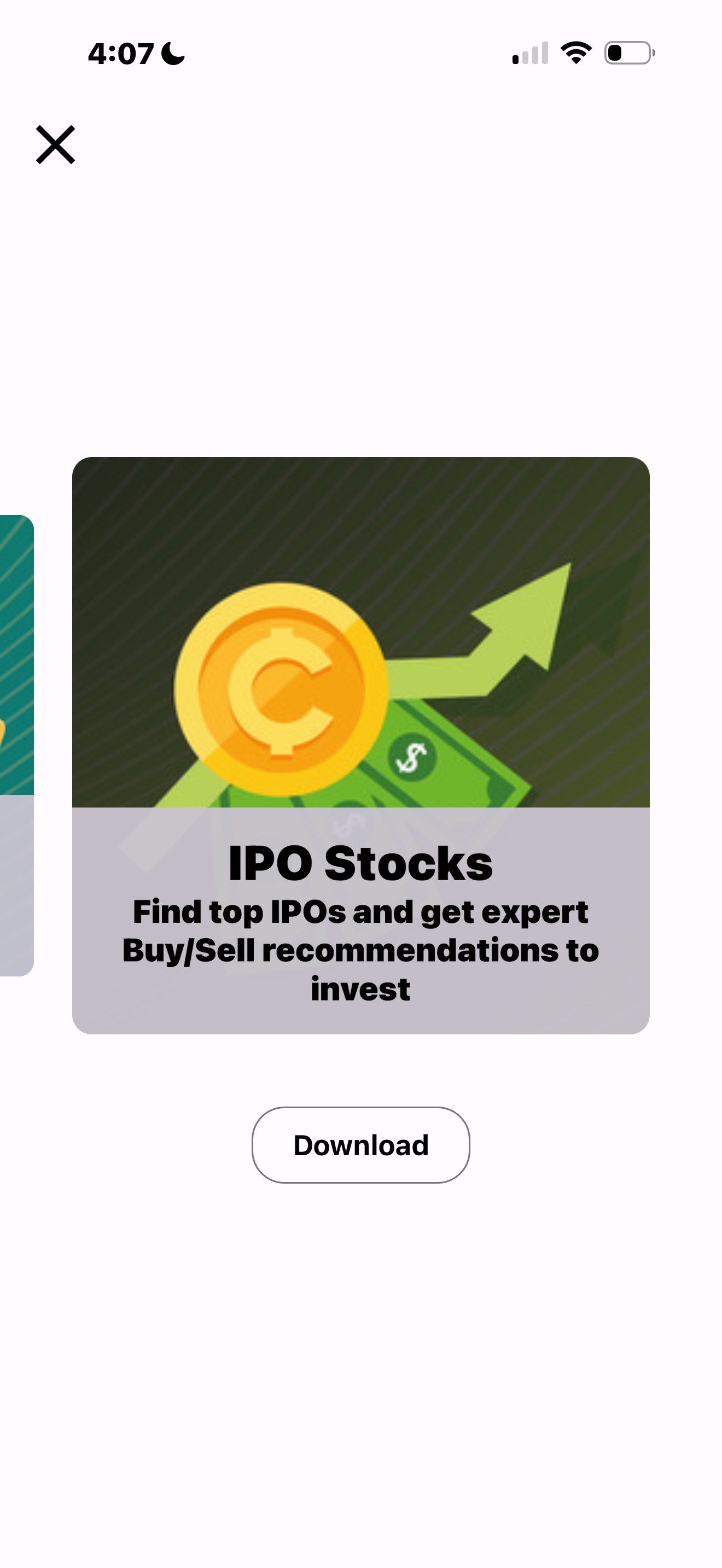 Penny Gems Our Apps carousel showing IPO Stocks